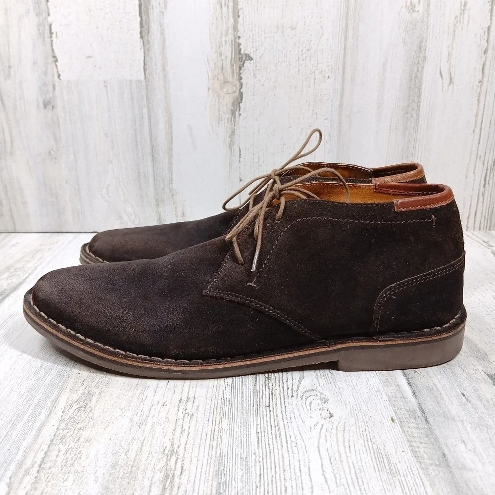 Kenneth Cole Reaction Chukka Boots Men's 12 Brown Suede Desert Lace-Up Preppy